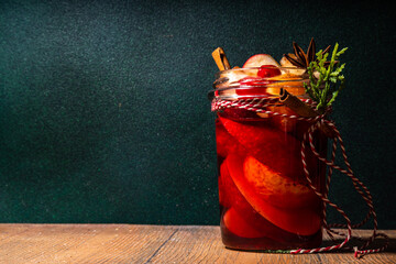 Mulled wine, fruity grog cocktail