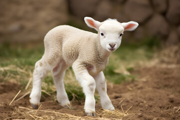 Obraz premium lamb on a farm