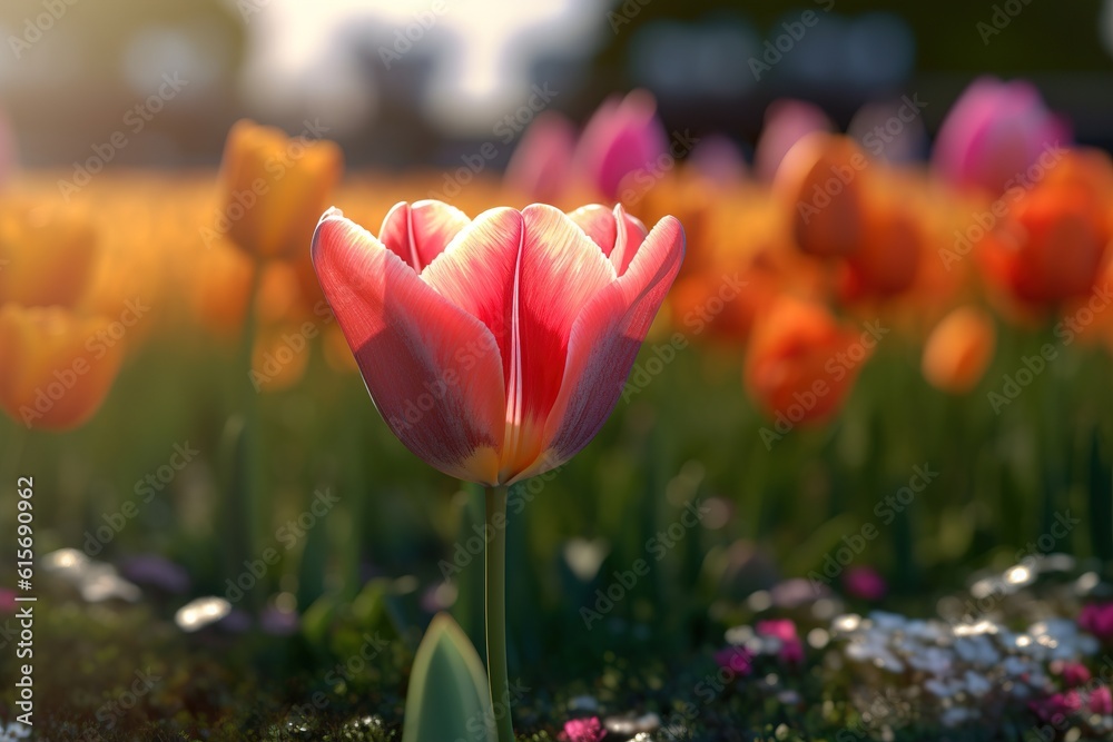 Poster tulip field. generated by Ai.