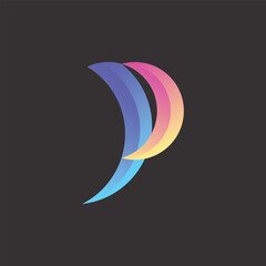 Abstract letter p logo icon design illustration, gradient logo symbol vector illustration design