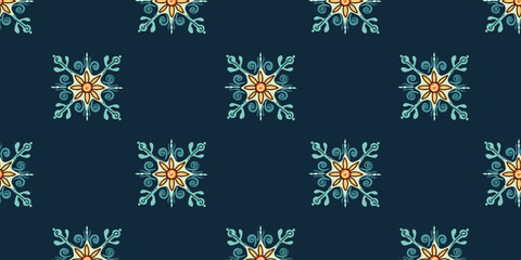  pattern blue and yellow, porcelain background, beautiful ceramic tile design, damask style ceiling background, vector illustration