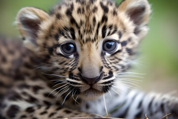 close up portrait of a baby leopard