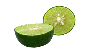 Juicy slice of lime isolated on png background
