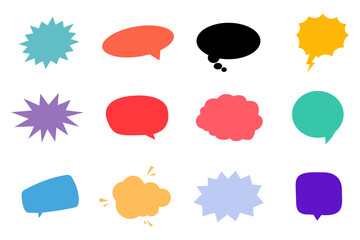 Cartoon Speech Bubble Set Icons. Vector Illustration in Flat Design