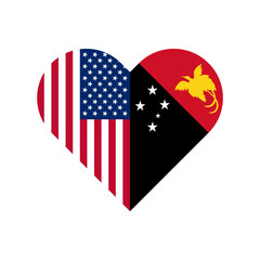 unity concept. heart shape icon of united states and papua new guinea flags. vector illustration isolated on white background