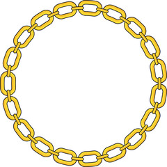 Round Chain frame. Circle chains border. Boho bracelet