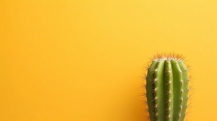 Cactus plant close up. Trendy yellow minimal background with cactus plant Generative AI