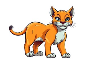 Fototapeta premium Cougar in Cartoon Style on white background - generative AI