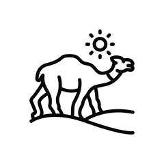 Black line icon for camel 