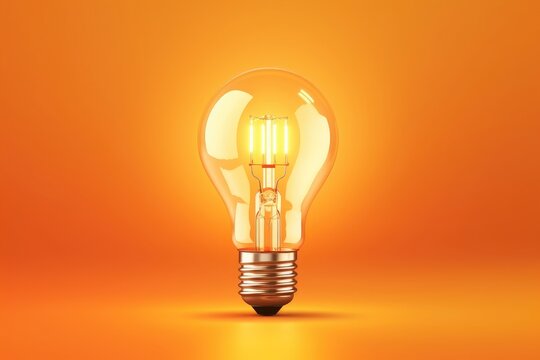 An orange background with a glowing light bulb. (Illustration, Generative AI)