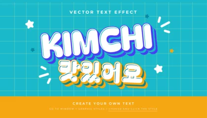 Fotobehang Kimchi Korean Style 3D editable text effect, suitable for promotion, product, headline © Nano