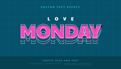 Love Monday Outline editable text effect, suitable for promotion, product, headline