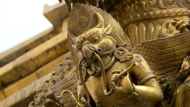 CU Gilded sculpture outside of Swayambhunath stupa, Kathmandu, Nepal