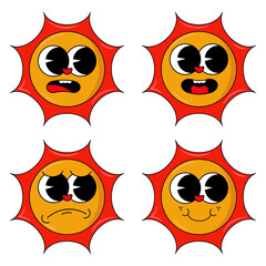 retro cartoon groovy character y2k style icon 90s, 80s stickers set