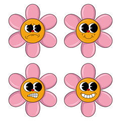 retro cartoon groovy character y2k style icon 90s, 80s stickers set