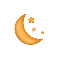 Night, moon, stars. Cute weather realistic icon. 3d cartoon vector illustration