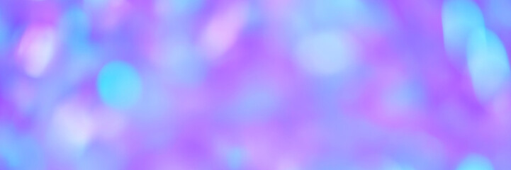 Banner blurred pastel neon pink, purple, mint holographic bokeh background texture. Abstract festive glittering Lo-fi retro shiny design. Smooth iridescent colors.