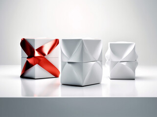 gift package isolated box ribbon red christmas surprise white present. Generative AI.