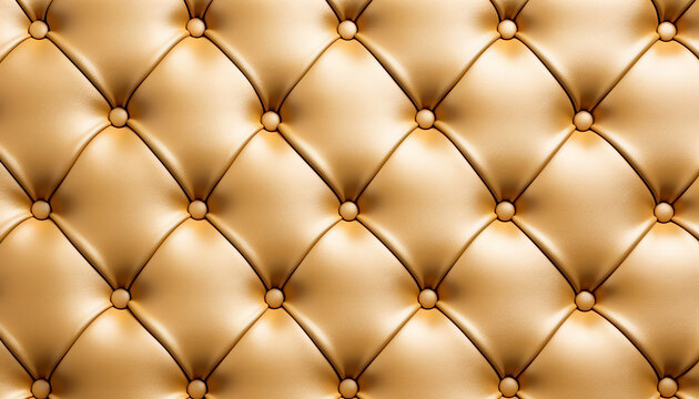 gold leather upholstery capitone, generative ai ,digital illustration.