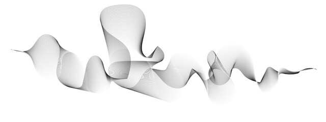 Abstract wavy white and grey curved lines on transparent background. Frequency sound wave lines and technology background, Design for brochure, flyer, banner, template, business wave lines background.