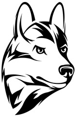 Head of dog. Wolf. abstract character illustration. Graphic logo of husky design template for emblem. Image of portrait.