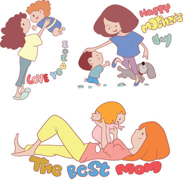 many cartoon images of mother's day
