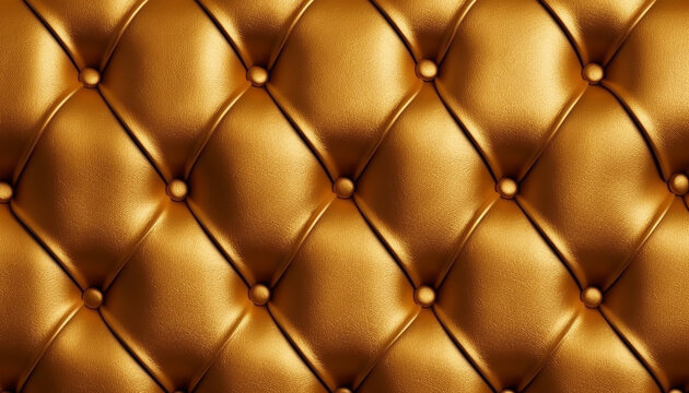 gold leather upholstery capitone, generative ai ,digital illustration.