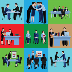 business people icons set