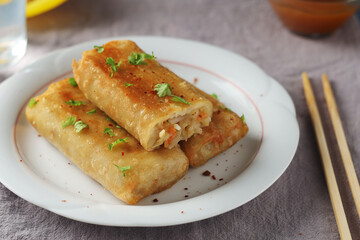 Spring rolls - a typical dish in Chinese and other Southeast Asian cuisines