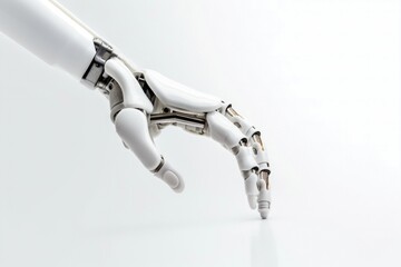 Close-up of cyborg hand of robot isolated on white background, generative AI