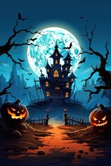 Fototapeta premium Happy halloween banner or party background made with Generative AI