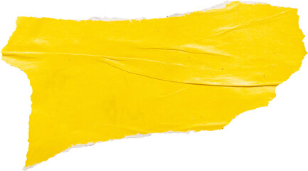 piece of yellow paper tear isolated on white background