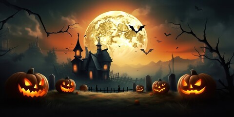 Illustration halloween greeting background made with Generative AI