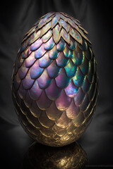 Shiny and realistic fantasy colorful dragon eggs created with Generative AI Technology