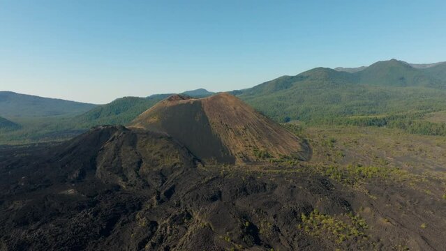 DRONE SHOT OF PARICUTIN VOLCANO IN THE MORNING