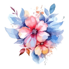 Abstract Colorful Watercolor Floral Element