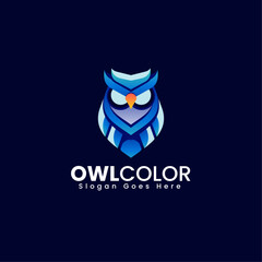 Vector Logo Illustration Owl Color Gradient Colorful Style