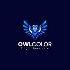 Vector Logo Illustration Owl Gradient Colorful Style