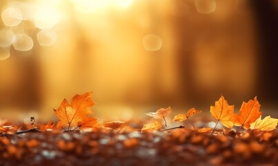 Naklejka na ściany i meble Autumn leaves, generative AI