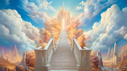 Fototapeta premium Stairway to heaven, generative AI