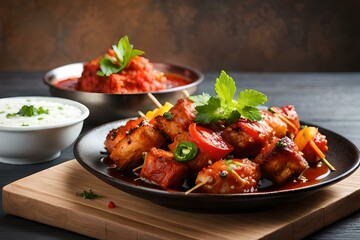 Fototapeta premium grilled chicken with vegetables