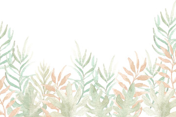 Background With Tropical Watercolor Leaves