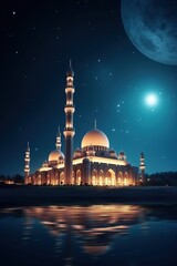 Beautiful serene mosque made with Generative AI