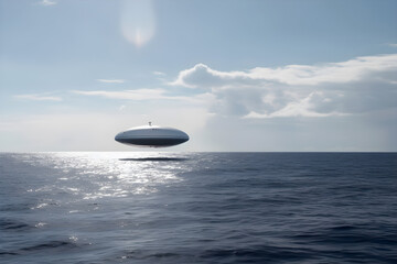 Fototapeta na wymiar ufo flying over the sea