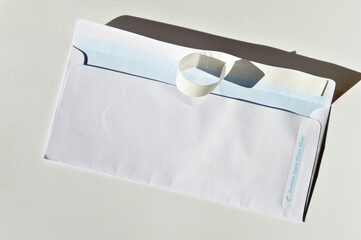 White paper mail open rectangle envelope on a white background