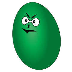 cartoon green egg with intense expression