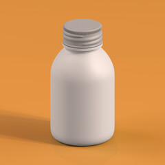 Monochrome Bottle on Orange Background, 3d Rendering