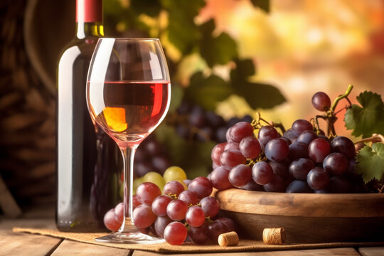 beverage drink alcohol glass wine winery copyspace grape background bottle food. Generative AI.