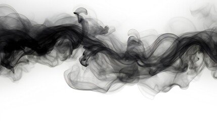 Abstract black and white smoke blot wave, horizontal. Generative ai