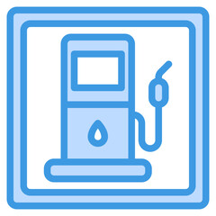 Gas station icon in blue line style, use for website mobile app presentation